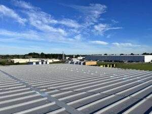 A new completed commercial roofing project