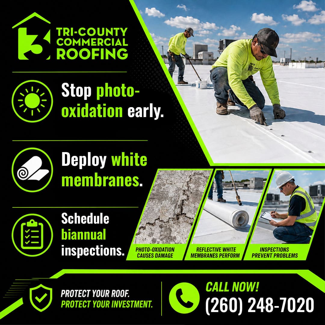 Tri-County Commercial Roofing crew working on commercial roof.