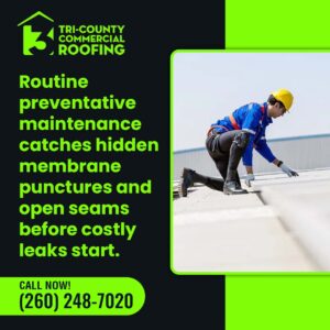 Routine maintenance catches hidden punctures- Tri-County Commercial Roofing